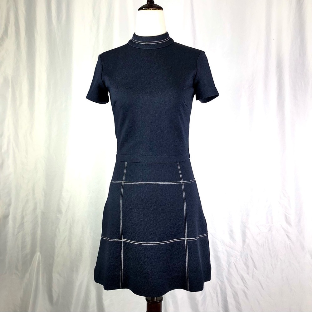 Gant Rugger "the Turtler" short sleeve mock neck dress navy white XS